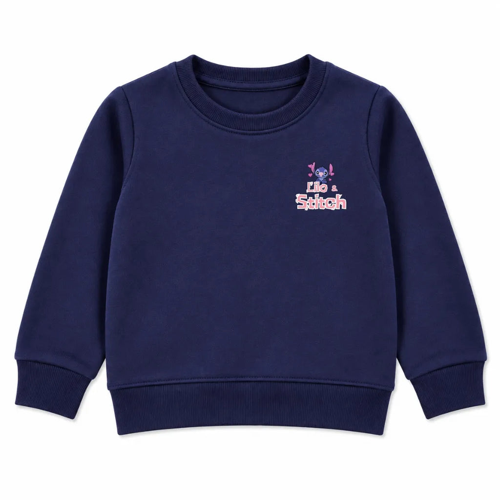 Girls Navy Blue Lilo & Stitch Winter Sweatshirt (Size 9 Months - 12 Years)