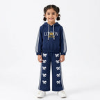 Girls Navy Blue London & Bow Winter Hoodie Coord Set (2 Piece) - Size 1 - 12 Years