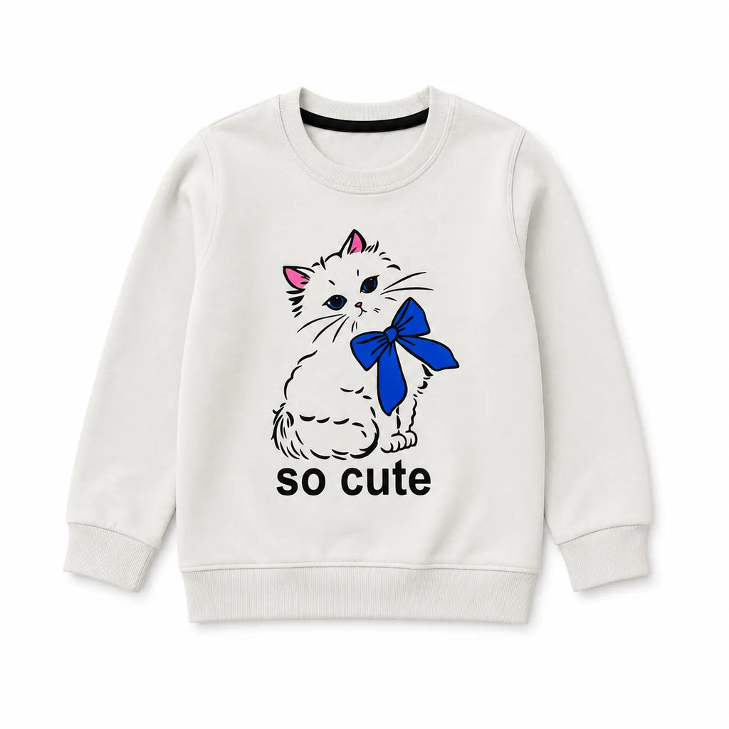 Girls Off White Cat Winter Coord Set (2 Piece) - Size 1 - 12 Years