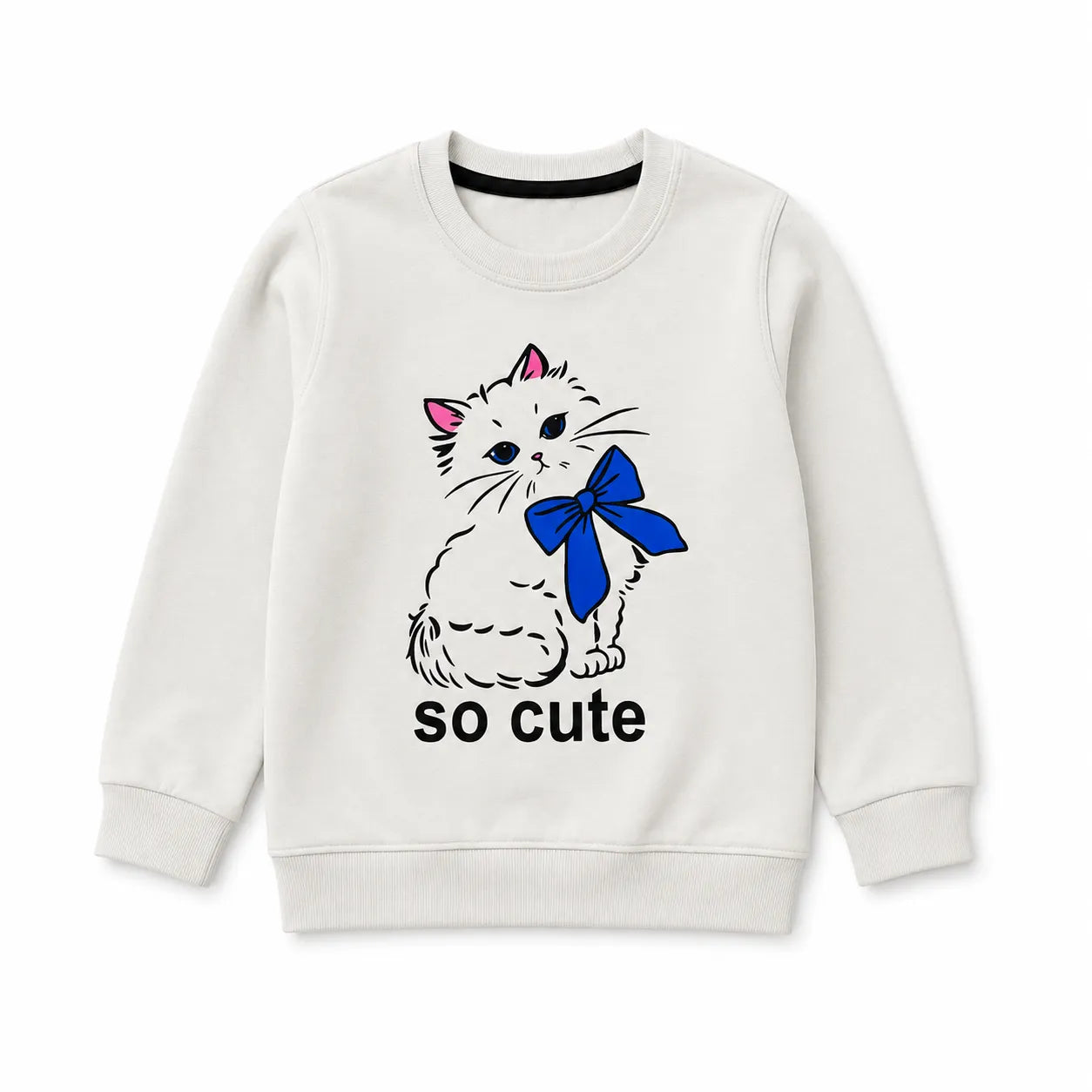 Girls Off White Cat Winter Coord Set (2 Piece) - Size 1 - 12 Years