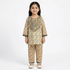 Girls Off White Floral 2 Piece Shalwar Kameez (Size 5 - 12 Years)