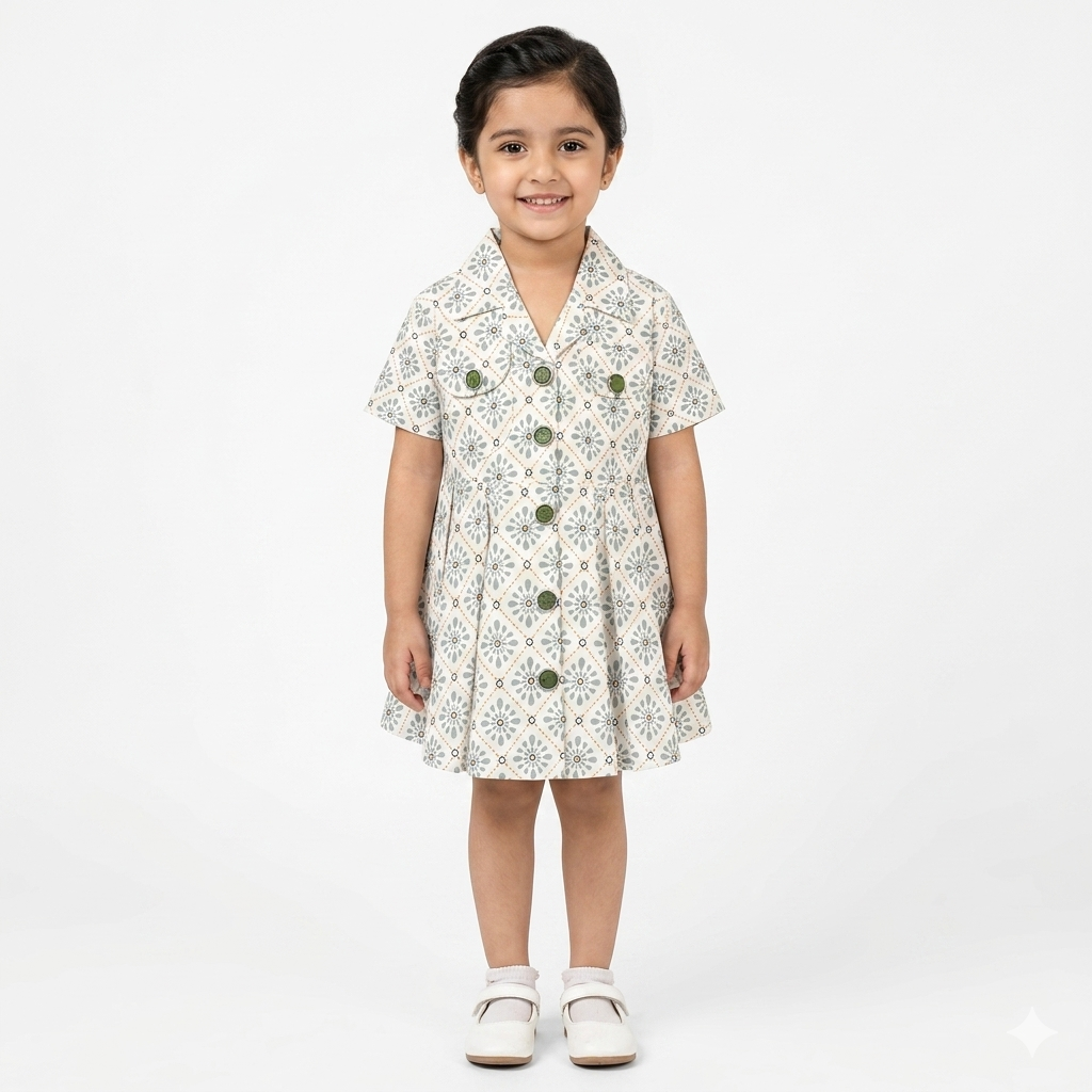 Girls Cotton Frocks - Girls Off White Flower Frocks - Kidswear Brand in Pakistan - Affordable Summer Wear - Summer Frocks - Kids Frocks of Age 1 to 6 Years - Trendy Kidswear