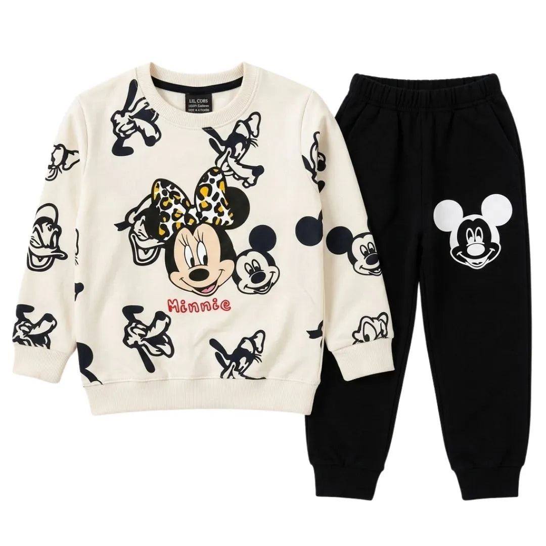 Girls Off White Minnie Mouse Winter Coord Set (2 Piece) - Size 1 - 12 Years