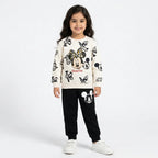Girls off-white Minnie Mouse winter 2-piece coord set by Lil' Cubs, featuring a cozy top and matching pants for ages 1-12.