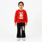 Girls Orange & Black Sweet Bunny Winter Coord Set (2 Piece) - Size 1 - 12 Years