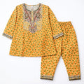 Girls Orange Floral 2 Piece Shalwar Kameez (Size 5 - 12 Years)