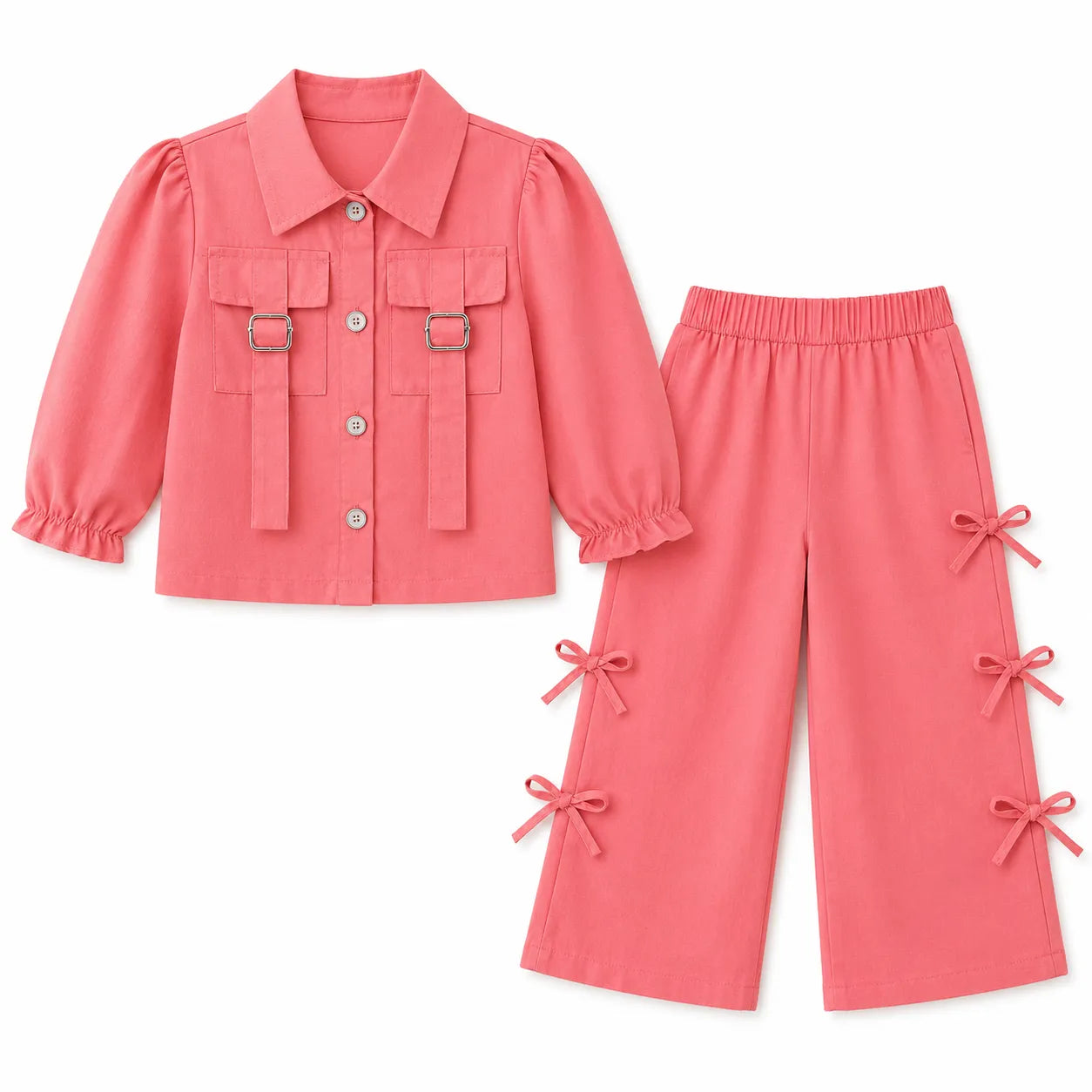 Girls Peach Cotton Coord Set (2 Piece) - Age 2 - 10 Years
