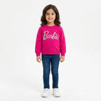 Girls Pink Barbie Winter Sweatshirt (Size 9 Months - 12 Years)