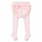 Girls pink floral cotton leggings from Lil' Cubs for ages 1-5 years, featuring a colorful floral print and soft fabric.