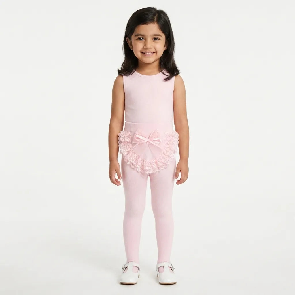Girls Pink Floral Cotton Leggy (Size 1-5 Years)