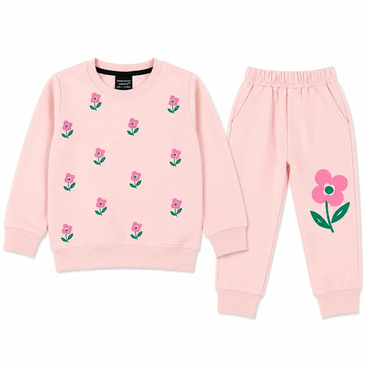 Girls Pink Floral Winter Coord Set (2 Piece) - Size 1 - 12 Years