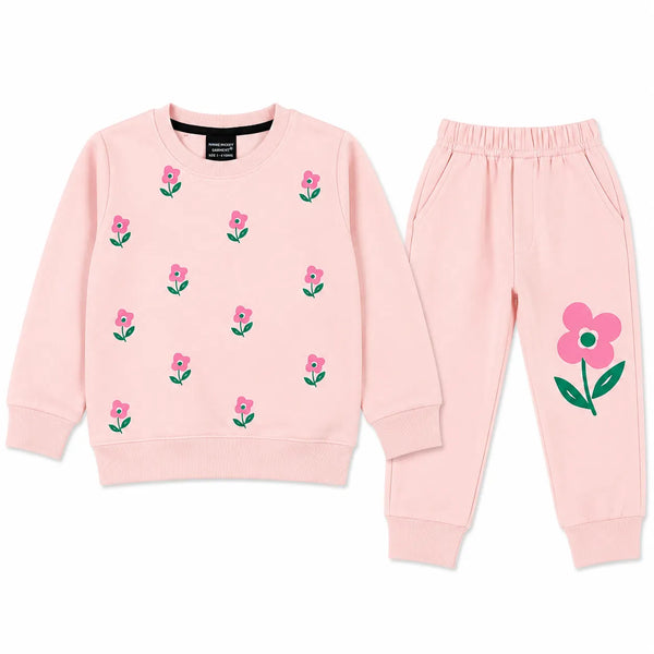 Girls Pink Floral Winter Coord Set (2 Piece) - Size 1 - 12 Years