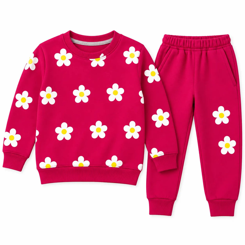 Girls Pink Floral Winter Coord Set (2 Piece) - Size 1 - 12 Years