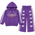 Girls Purple London & Bow Winter Hoodie Coord Set (2 Piece) - Size 1 - 12 Years