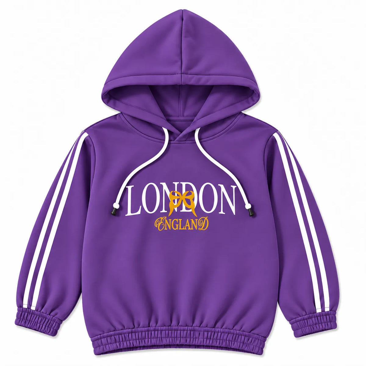 Girls Purple London & Bow Winter Hoodie Coord Set (2 Piece) - Size 1 - 12 Years