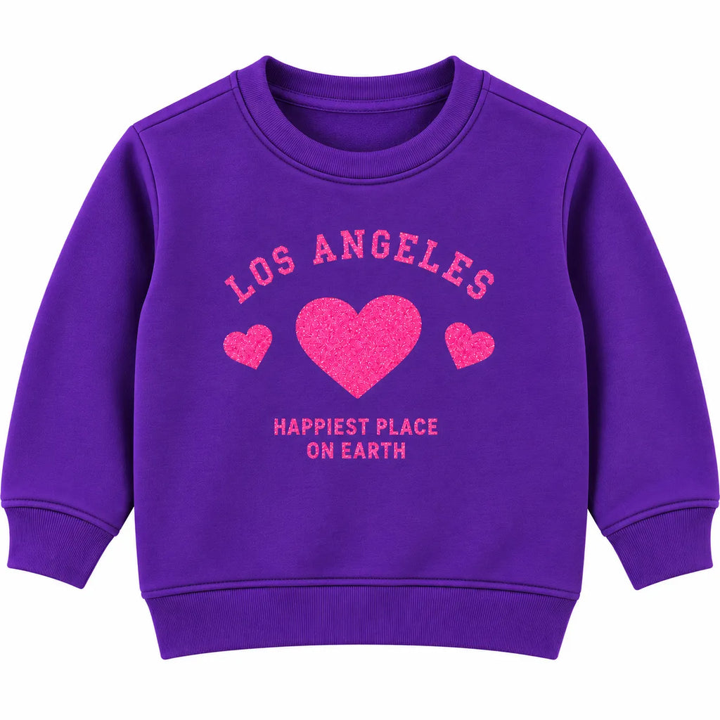 Girls Purple Los Angeles Winter Sweatshirt (Size 9 Months - 12 Years)