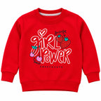 Girls Red Girl Power Winter Sweatshirt (Size 9 Months - 12 Years)