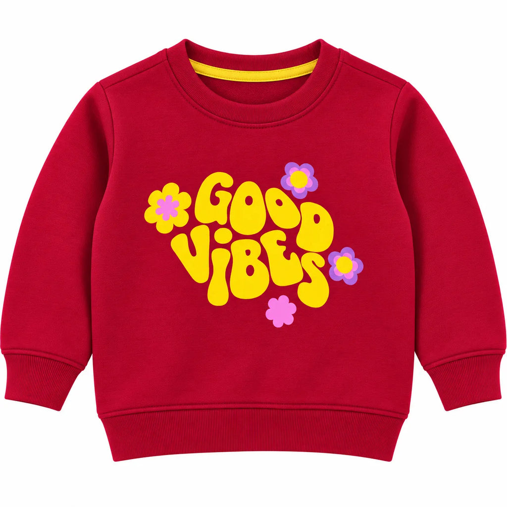 Girls Red Good Vibes Winter Sweatshirt (Size 9 Months - 12 Years)
