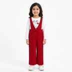 Girls Red Hello Kitty Print Dangri Jumpsuit – 2 Piece (Size 4 - 10 Years)