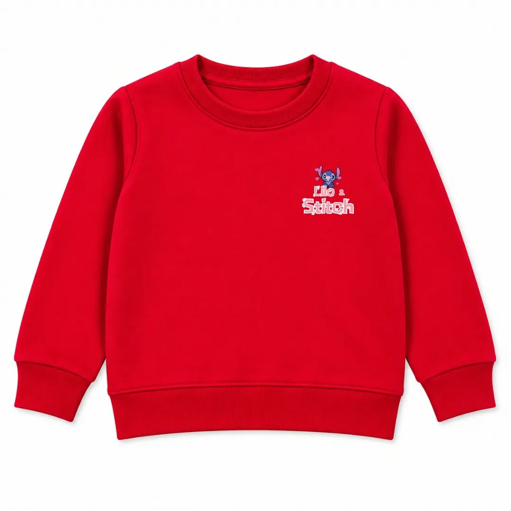 Girls Red Lilo & Stitch Winter Sweatshirt (Size 9 Months - 12 Years)