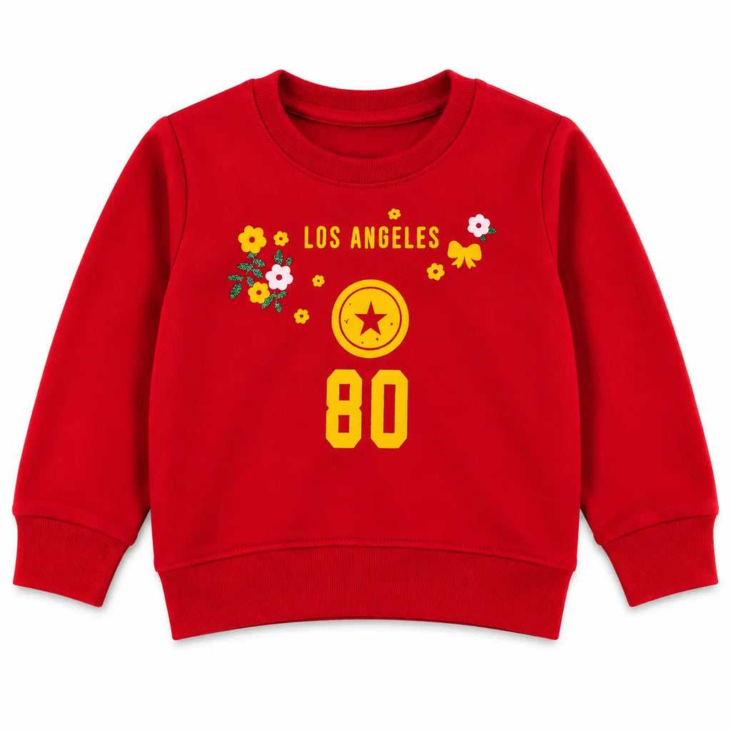 Girls Red Los Angeles 80 Winter Sweatshirt (Size 9 Months - 12 Years)