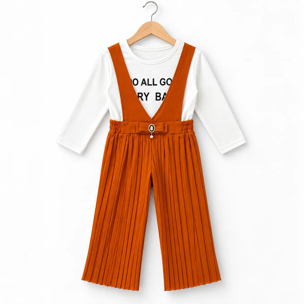 Girls Rust All Good Print Dangri Jumpsuit – 2 Piece (Size 4 - 10 Years)