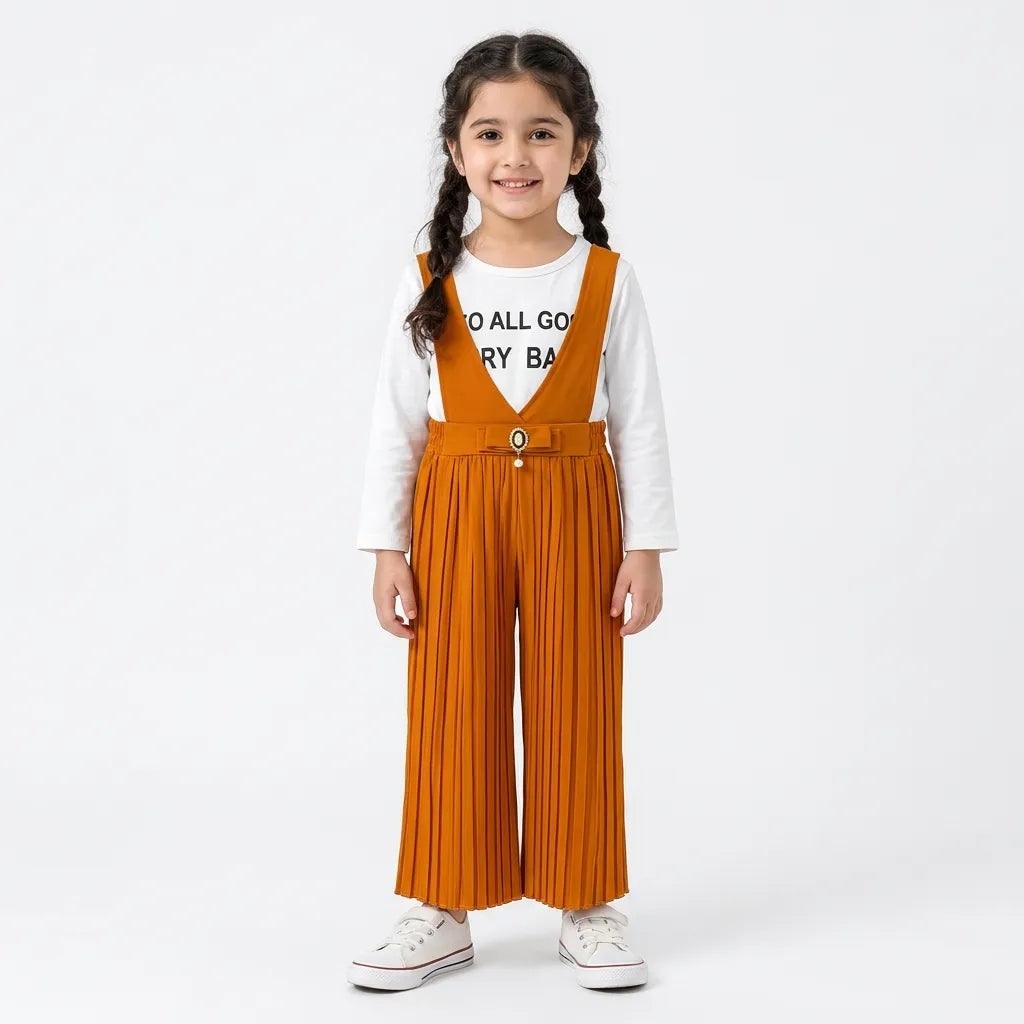 Girls Rust All Good Print Dangri Jumpsuit – 2 Piece (Size 4 - 10 Years)