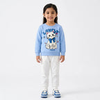 Girls Sky Blue Lovely Cat Winter Sweatshirt (Size 9 Months - 12 Years)
