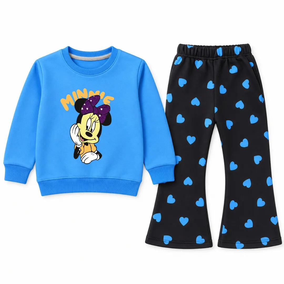 Girls Sky Blue Minnie Mouse Winter Coord Set (2 Piece) - Size 1 - 12 Years