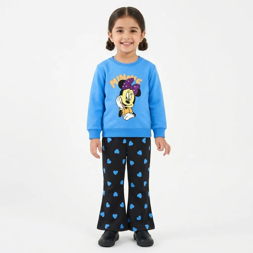 Girls Sky Blue Minnie Mouse Winter Coord Set (2 Piece) - Size 1 - 12 Years
