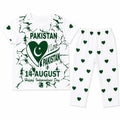 Girls White 14th August Heart Summer Coord Set (2 Piece) - Age 1 - 12 Years