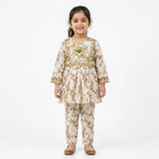 Girls White Floral 2 Piece Shalwar Kameez (Size 5 - 12 Years)