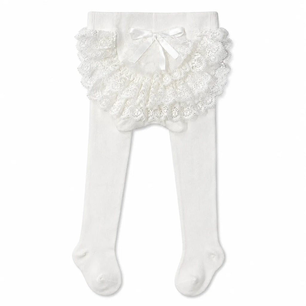 Girls White Floral Cotton Leggy (Size 1-5 Years)