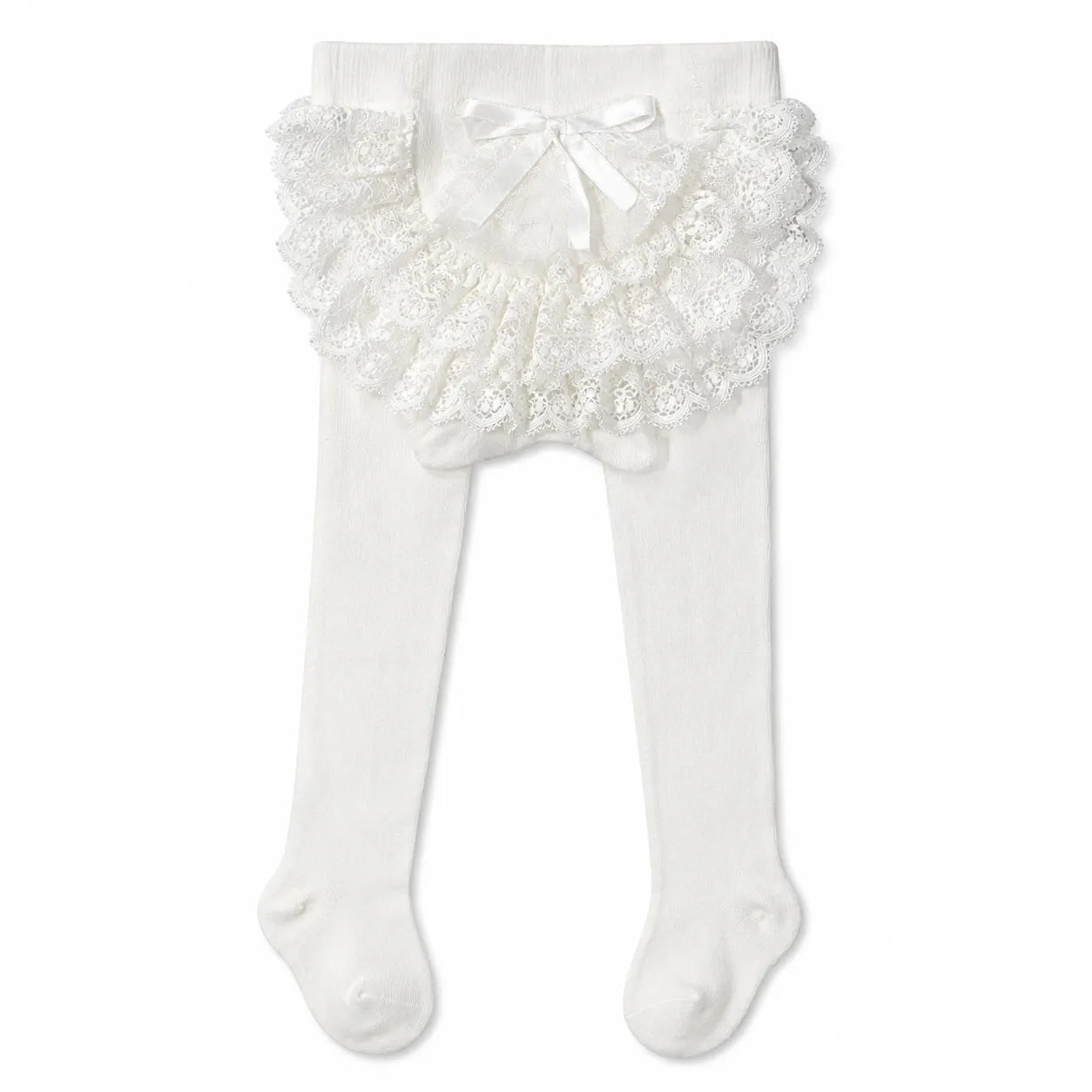 Girls White Floral Cotton Leggy (Size 1-5 Years)