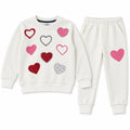 Girls White Hearts Winter Coord Set (2 Piece) - Size 1 - 12 Years