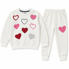 Girls White Hearts Winter Coord Set (2 Piece) - Size 1 - 12 Years