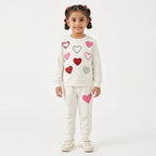 Girls White Hearts Winter Coord Set (2 Piece) - Size 1 - 12 Years