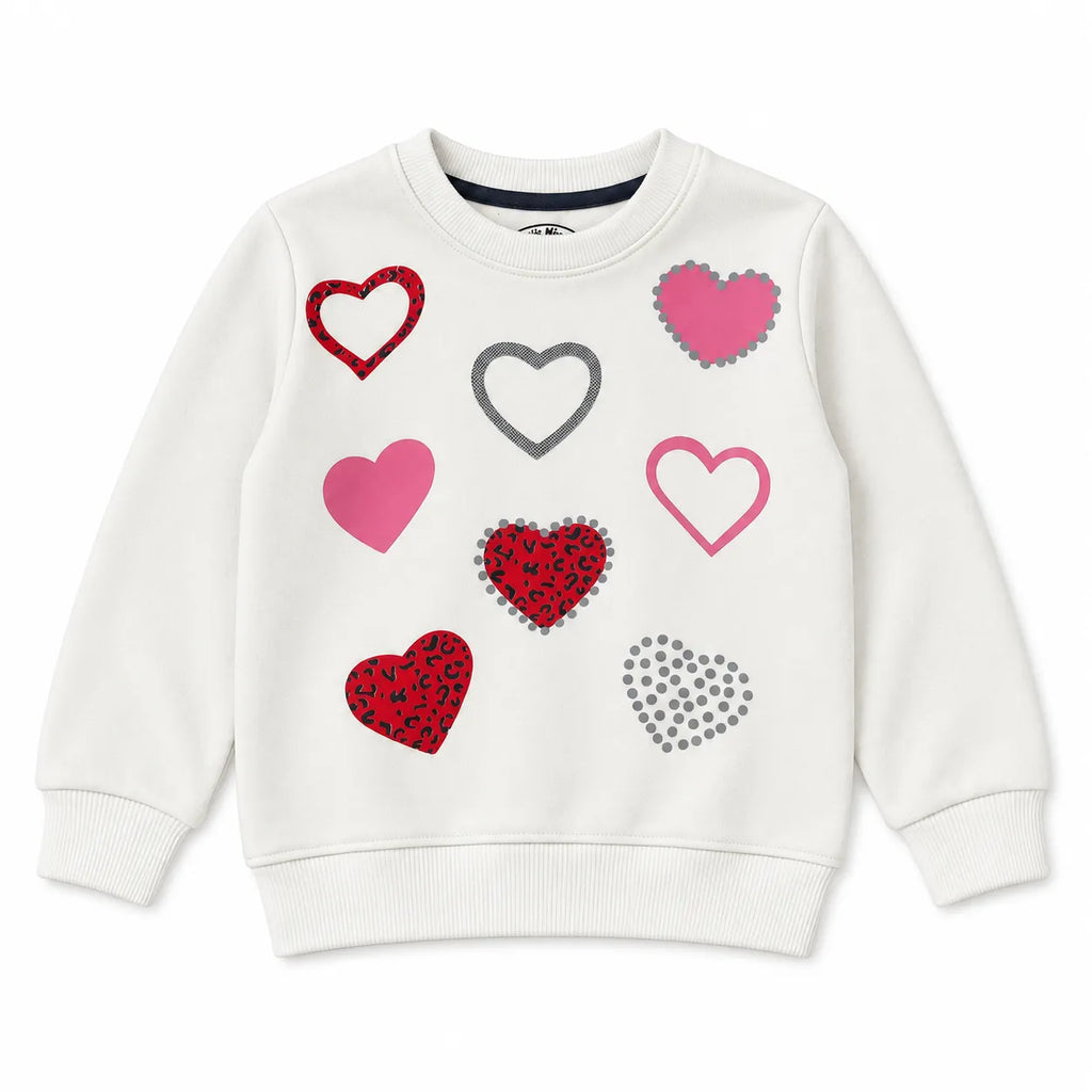 Girls White Hearts Winter Coord Set (2 Piece) - Size 1 - 12 Years