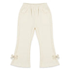 Girls white imported rib trouser from Lil' Cubs, showing soft ribbed fabric and comfortable fit for ages 3 to 12 years.
