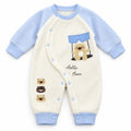 Girls Winter Imported Blue & White Hello Bear Romper (Size 0 - 6 Months)