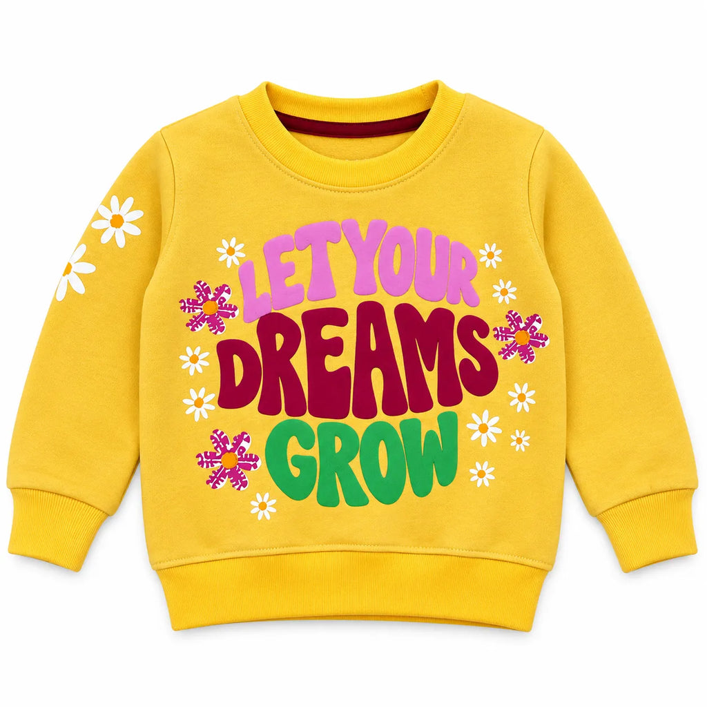 Girls Yellow Let Your Dreams Grow Winter Sweatshirt (Size 9 Months - 12 Years)