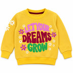 Girls Yellow Let Your Dreams Grow Winter Sweatshirt (Size 9 Months - 12 Years)