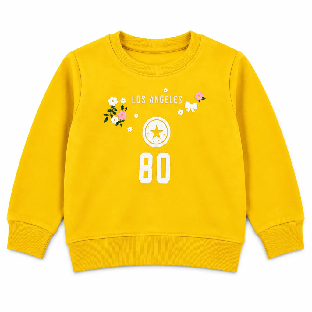 Girls Yellow Los Angeles 80 Winter Sweatshirt (Size 9 Months - 12 Years)