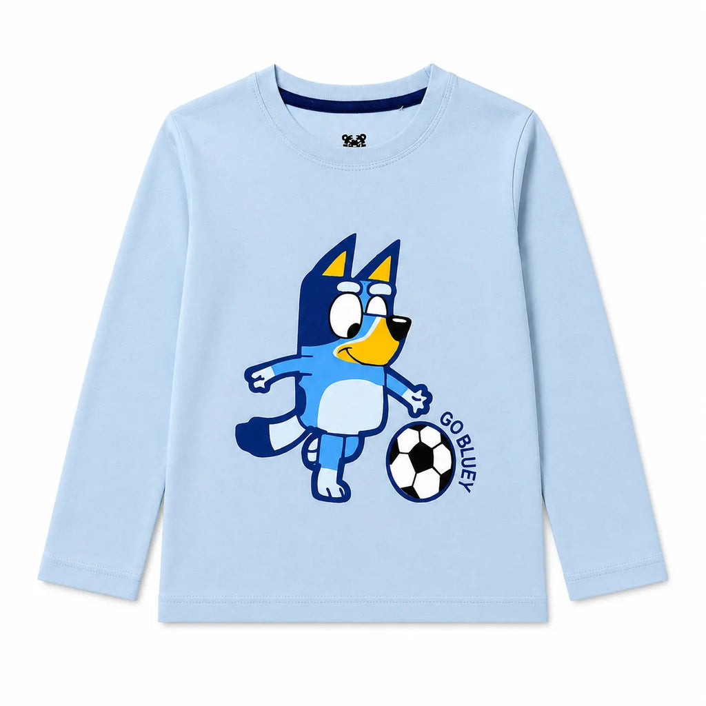 Light blue summer coord set for kids by Lil' Cubs, featuring a long-sleeve top and matching shorts perfect for warm weather.
