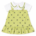 Girls Green Flower Cotton Frock (Age 3 Months - 3 Years)