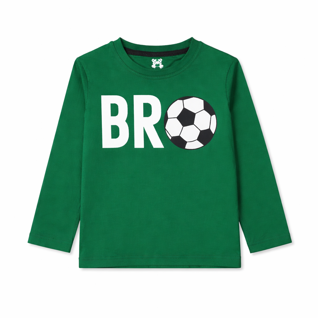 Trendy Kidswear Summer Coord Set - Bro Football Print Kids Outfit - Green Black Coord Set - Top Kidswear Brand Pakistan - Jersey Cotton Fabric - Lil' Cubs