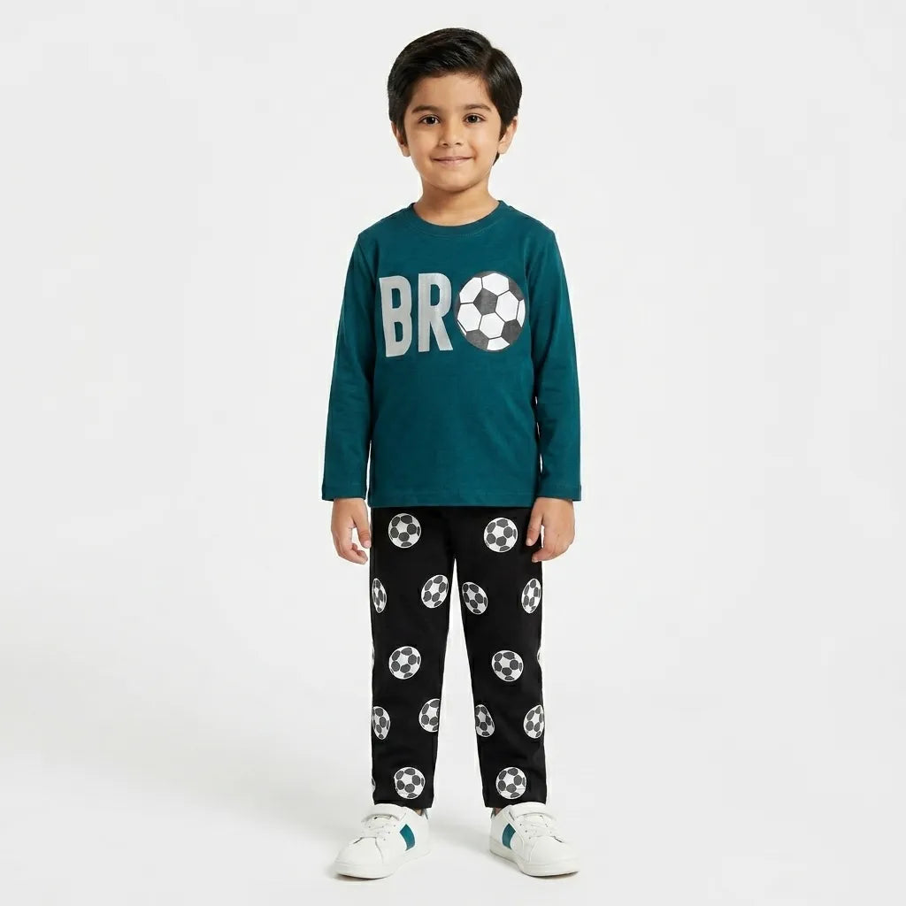 Green Bro Print Summer Coord Set (2-Piece)
