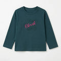 Green Cherish Print Full Sleeve Cotton T-Shirt for Girls – 1 to 12 Years
