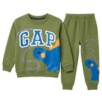 Lil' Cubs boys green dinosaur and GAP winter 2-piece coord set for ages 1 to 12 years, featuring a cozy jacket and pants.