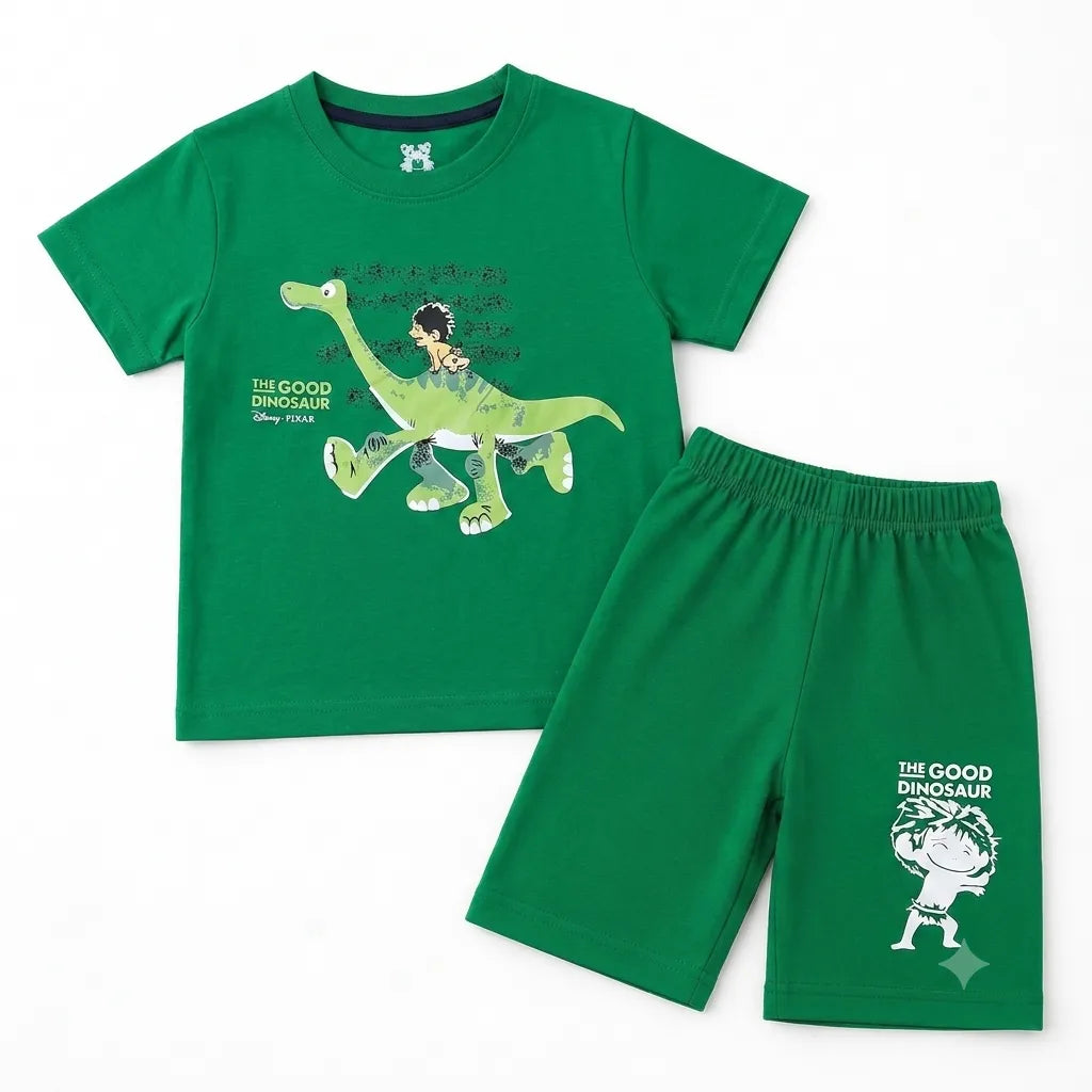 Green Summer Coord Set for Boys – Dinosaur Disney Print (1-12 Years)